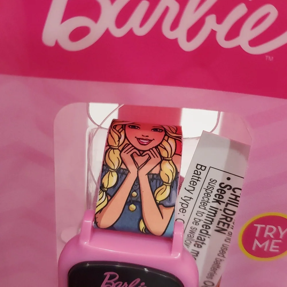 Barbie pink‎ multi Barbie monogram face LED watch brand new